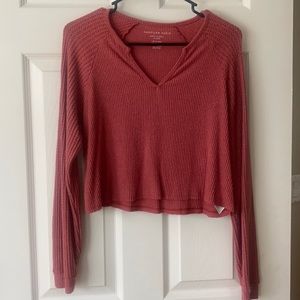 V neck crop long sleeve